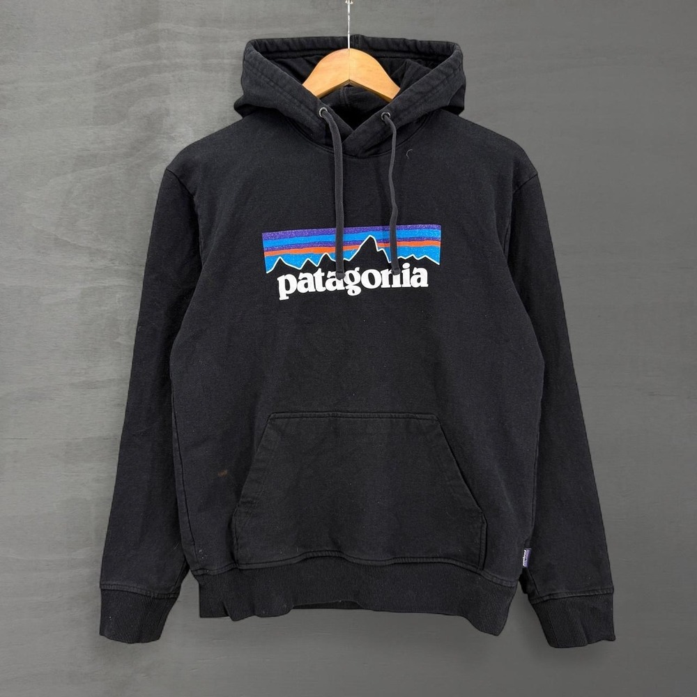 Patagonia Uprisal Hoody Black Fitz Roy Logo Pullover Sweatshirt Medium